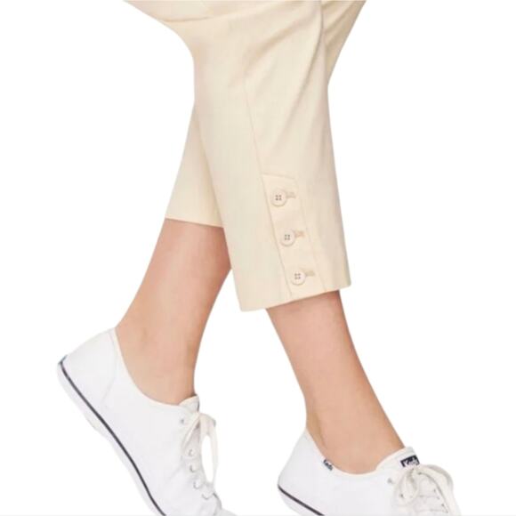 Talbots Navy Blue Perfect Crop Button Hem Detail Comfy Pants Plus SZ 16WP PETITE - Picture 3 of 16